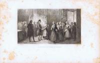 Гравюра Ашиль Лефевр Великая французская революция. Обращение короля к женщинам в зале Версаля. Офорт. Франция, Париж, 1834 год