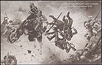 La retraite des res la bataille de la Marne genee par le 75. Открытка