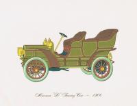 Гравюра Clarence Hornung Marmon D Touring Car 1906 года. Туристический (прогулочный) автомобиль Мармона. Литография. США, Нью-Йорк, 1965 год