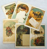 Почтовые открытки, сделанные по эскизам художника Н. Каразина. Комплект из 6 открыток