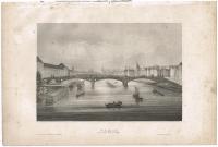 Сена (Paris von der Seine aus). Гравюра, офорт. Германия, середина XIX века