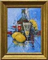 Натюрморт с вином и фруктами 1. Постер