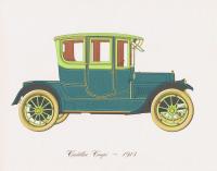 Цветная литография "Cadillac Coupe 1913 года. Автомобиль Кадиллак Купе". США. Нью-Йорк. 1965 год