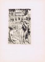 Гравюра Поль-Эмиль Бека Процессия обнаженных девушек. Офорт, сухая игла. Франция, Париж, 1954 год
