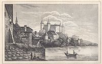 Замок Грансон. Офорт (середина XIX века), Швейцария
