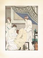 Цветная литография "Мануальная терапия". Серия "Медицина Гиппократа". Жозеф Кун-Ренье (1873-1940). Франция, 1932 год