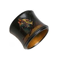 Салфетница "Свидание". Папье-маше, роспись, лак. Россия, начало ХХ века