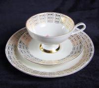 Чайное трио "Розовый куст". Фарфор, деколь, позолота. Германия, GKC Bavaria (Waldsassen), 1930-е гг.