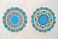 Орнамент. Ксилография с ручной раскраской. Китай, 1956 год