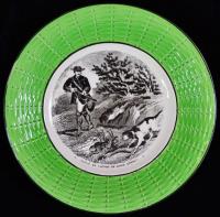 Sarreguemines! Декоративная тарелка "Охота на зайца" из коллекции "На охоте". Фаянс, деколь. Sarreguemines, Франция, около 1890 года