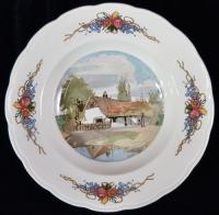 Суповая тарелка "Старый дом". Серия Obernai Loux. Фаянс, деколь. Франция, Sarreguemines, около 1910 года