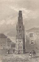 Monumont eleve a Wolton par ordre d'Edward 1er en memoire d'Eleonore. Гравюра (середина XIX века), Франция