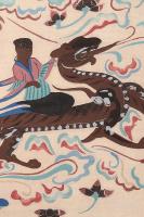 Гравюра На драконе. Ксилография с ручной раскраской. Китай, 1956 год