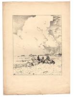 Сельский пейзаж. Литография. Россия, 1922 года