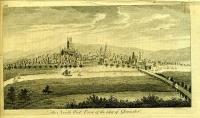 Англия. Вид с северо-запада на город Глочестер. Резцовая гравюра. Англия, Лондон, 1776 год