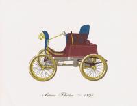 Гравюра Clarence Hornung Autocar Phaeton 1898 года. Автомобиль Фаэтон Кларка. Литография. США, Нью-Йорк, 1965 год