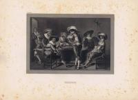 Гравюра Франс Халс Игра в триктрак. Офорт. США, Бостон, 1873 год