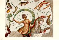Древние римские мозаики. Вилла Филиппа. Резцовая гравюра, ручная раскраска. Западная Европа, около 1870 гг.