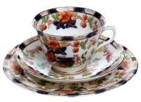 Чайное трио "Восточные цветы". Фафор, деколь, роспись золотом. Великобритания, начало ХХ века