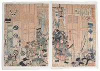 Японская гравюра, диптих. Неизвестный автор (конец XIX века)