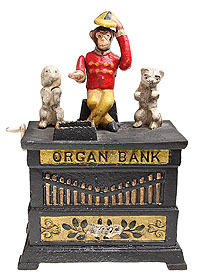 Копилка "Organ bank". Чугун, литье, роспись. США, 1880-е гг