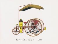 Цветная литография "Автомобиль Copeland Stream Tricycle 1886 года. Паровой трицикл Копленда (паромобиль)". США. Нью-Йорк. 1965 год