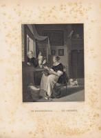 Гравюра Уильям Френч Кружевница. Офорт. США, Бостон, 1873 год