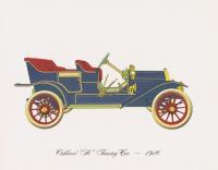 Цветная литография "Oakland K Touring Car 1910 года. Туристический (прогулочный) автомобиль Окленд". США. Нью-Йорк. 1965 год