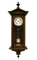 Часы настенные LENZKIRCH. Массив вишни, эмаль, латунь, часовой механизм. Германия, Lenzkirch, около 1880 года