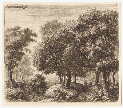 "L'allee au bois". Гравюра (XVII век), Западная Европа.