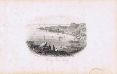 Гравюра Джон Харвуд Остров Джерси. Залив Були. Офорт. Англия, Лондон, 1855 год