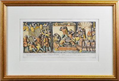 Солдаты Траяна. Часть 23. Гравюра на меди, акварель. Пьетро Санти Бартоли. Италия, 1673 год