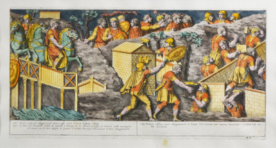 Солдаты Траяна. Часть 40. Гравюра на меди, акварель. Пьетро Санти Бартоли. Италия, 1673 год