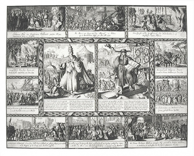 Контр-реформация в разных странах. Гравюра (конец XVII века), Голландия(?)