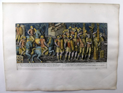 Солдаты Траяна. Часть 15. Гравюра на меди, акварель. Пьетро Санти Бартоли. Италия, 1673 год