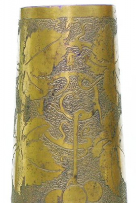 Парные вазы "Виноград". Кобальтовое стекло, гутная техника, позолота. Европа, начало ХХ века