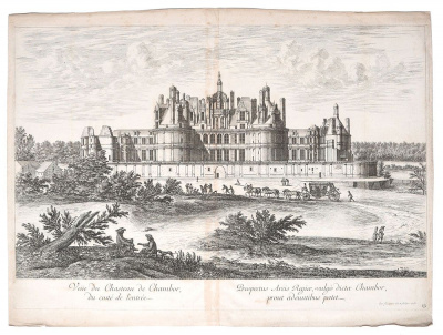 Замок Шамбор. Офорт. Западная Европа, 1678 год