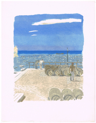 Путешествие вина. Литография. Морис Брианшон. Vins, Fleurs et Flammes. Arches. Издатель Bernard Klein, Париж, 1953 год