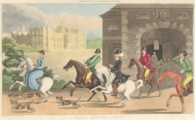 Doctor Syntax A Noble Hunting Party. Гравюра (первая половина XIX века), Англия