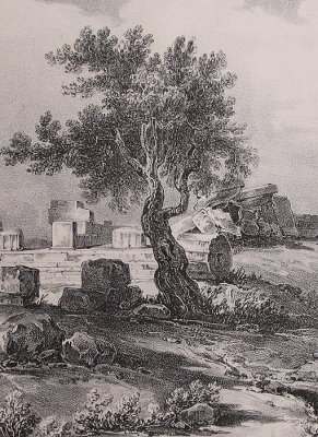 Вид на храм Геркулеса. Литография (1836 год), Италия