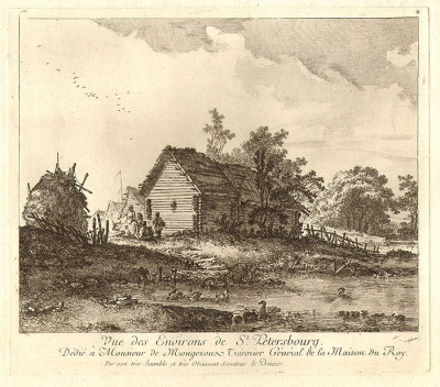 Жан-Батист Лепренс. Виды Санкт-Петербурга. Гравюра. Франция, 1764 год