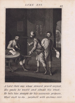 Библия. Притча о нечестном управителе. Офорт. Англия, Лондон, ок. 1850 года