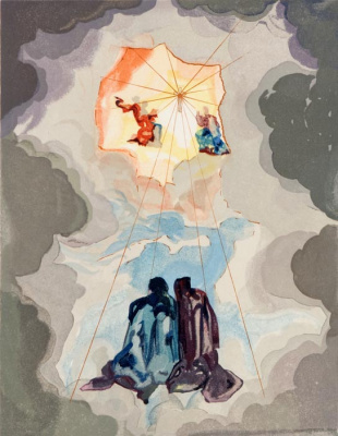 Восторг Данте. Сальвадор Дали. Серия "Божественная комедия". Цветная гравюра, 1964 год