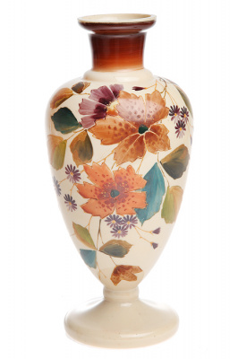 Bristol glass! Ваза "Осенние цветы" викторианской эпохи. Бристольское стекло, цветные эмали, ручная работа. Высота 32 см. Бристоль (Bristol), Великобритания, начало ХХ века