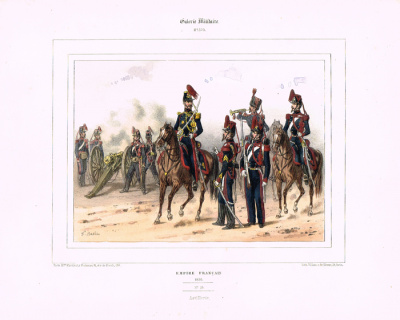 Цветная литография "Рода войск французской армии. Линейные войска. Артиллерия". Франция, вторая половина XIX века
