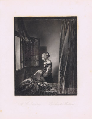 Читающая девушка. Офорт. Германия, Дрезден и Лейпциг, 1850-е