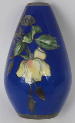 Винтажная ваза с росписью и серебром. Фарфор, серебро. SPM, Германия, 1930-е годы.