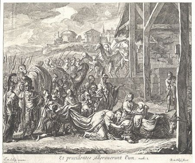 "Et procidentes adorauerunt Eum". Гравюра. Фландрия, конец XVII века