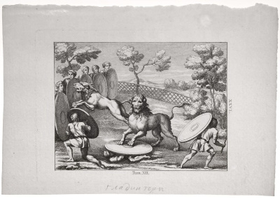 Гладиаторы. Гравюра на меди. Западная Европа, вторая половина XVIII века