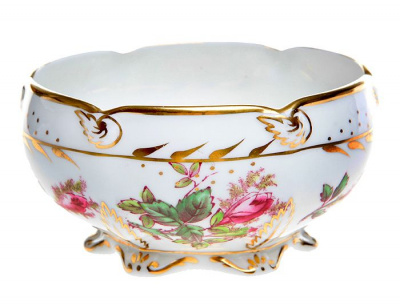 Сахарница "Мускусная роза". Фарфор, деколь, подрисовка, золочение. Royal Chelsea, Великобритания, 1940-е гг.